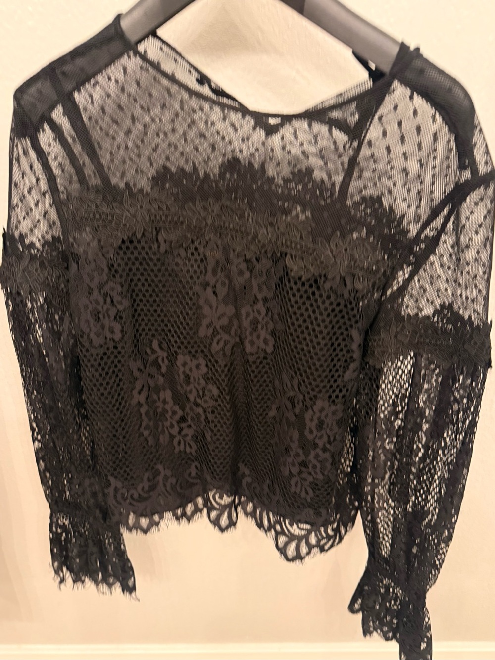 Maje Black 2 piece Lace Sheer Blouse